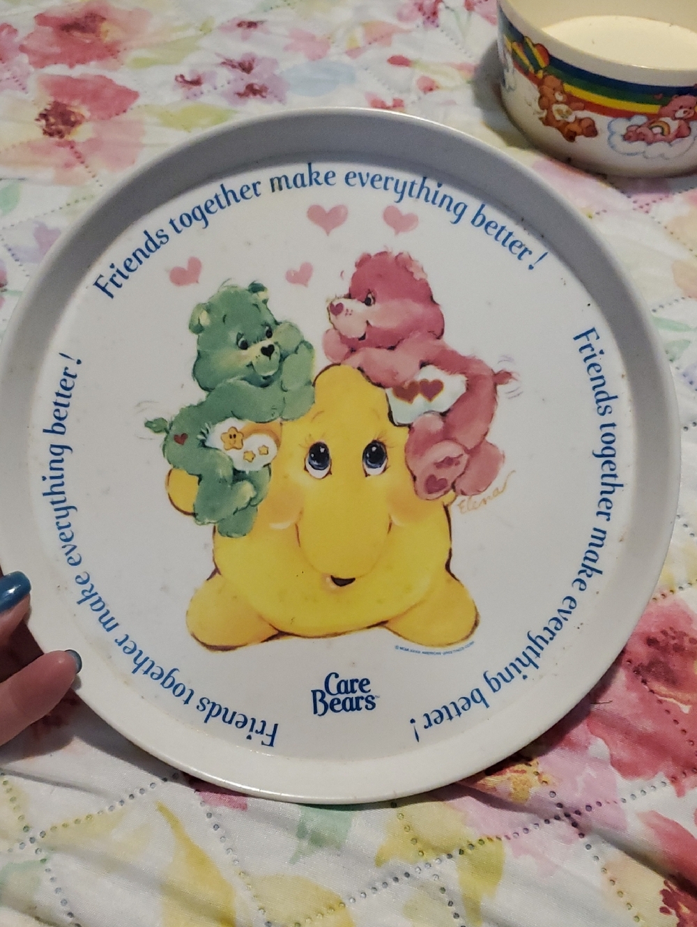 Care Bears Pink & Green Bears on Yellow Star Plate